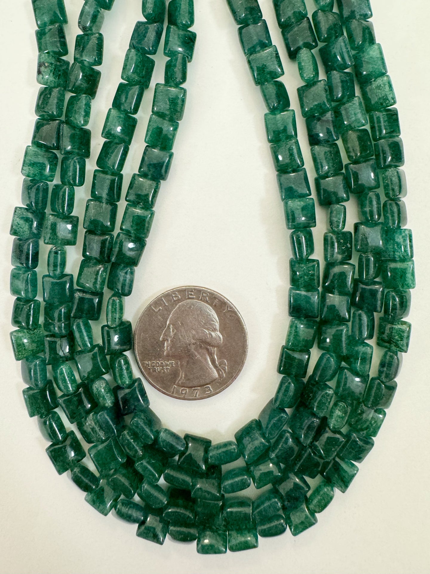 indian green aventurine, 6x6x3mm square, 15