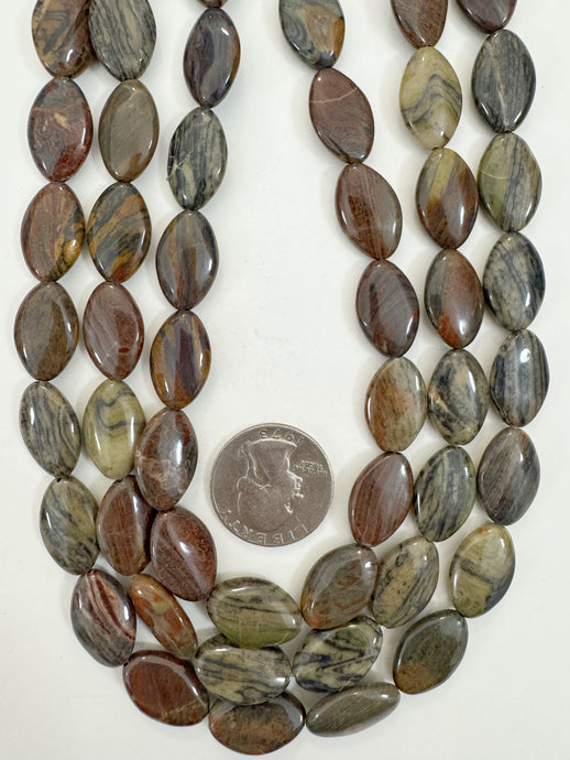 red wooden jasper, 18x12x5mm horse eye, 15