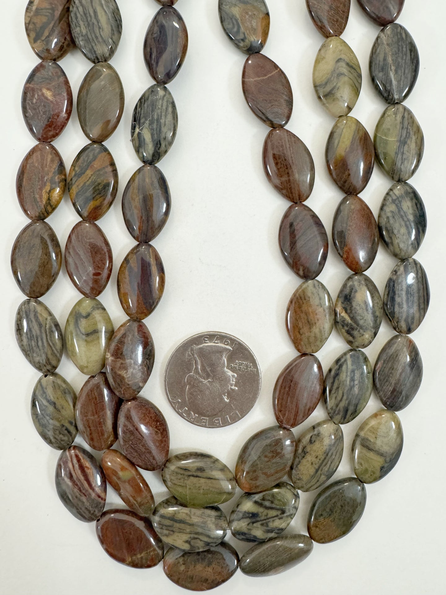 red wooden jasper, 18x12x5mm horse eye, 15