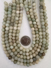natural jadeite jade, surface wear, some between bead chipping, 8mm round, 15" strand, SOLD PER STRAND