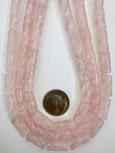 rose quartz, 18x8mm carved twist tube, 15" strand, sold per strand, may have some chipped/broken beads