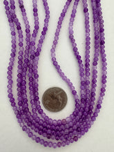 color enhanced quartz: bright purple, 4mm round, 15" strand, SOLD PER STRAND