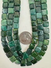 african green jade, 10x10x4mm square, 15" strand, sold per strand, surface wear