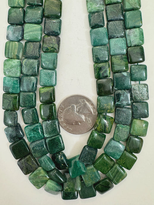 african green jade, 10x10x4mm square, 15