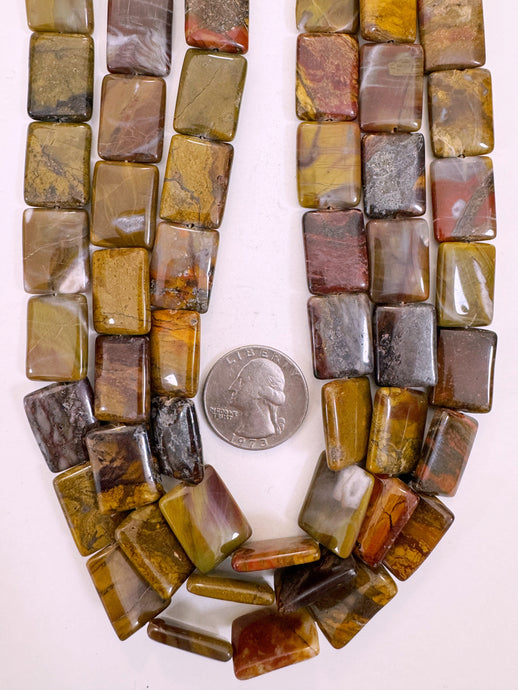 red wooden jasper, 19x13x4mm rectangle, 15