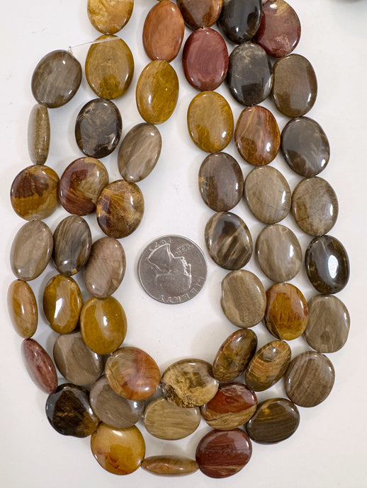 red wooden jasper, 20x16x6mm oval, 15