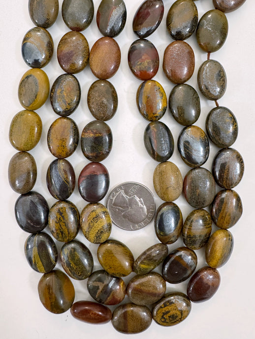 red wooden jasper, 20x15x8mm oval, 15
