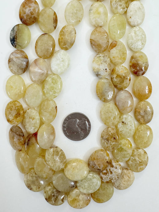 yellow opal, 20x16x7mm oval, 15