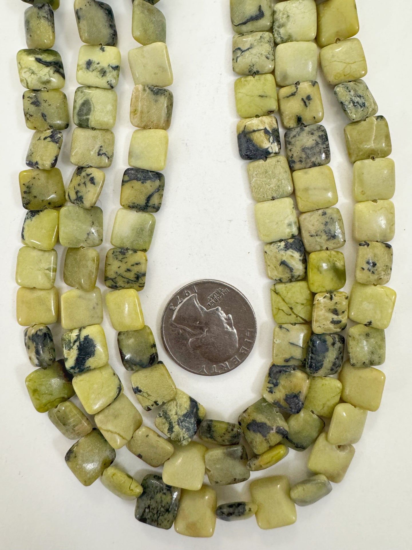 yellow turquoise, 10x10x4mm coin, 15