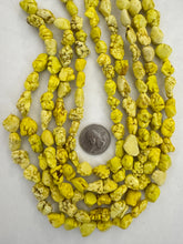 color enhanced white turquoise: yellow, 8-16mm mixed nugget, 15" strand, SOLD PER STRAND