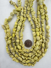 color enhanced white turquoise: pale yellow, 8-16mm mixed nugget, 15" strand, SOLD PER STRAND