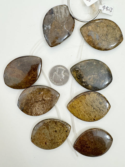 bronzite, 50x34x8mm horse eye pendant, 15