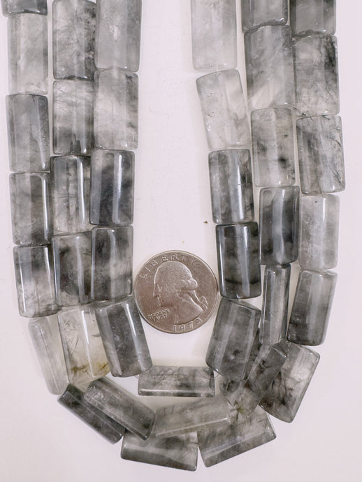 gray cloudy quartz, 20x12x6mm rectangle, 15