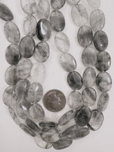 gray cloudy quartz, 21x15x6mm oval, 15" strand, sold per strand