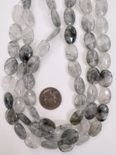 gray cloudy quartz, 17x13x6mm oval, 15" strand, sold per strand