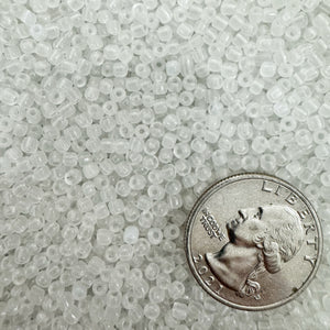 cloudy clear, glass, 2.8mm rondelle seed beads, approximately 500 gram bag, sold per bag, made in India