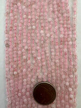 color enhanced rose quartz, 4mm faceted round, 15" strand, SOLD PER STRAND