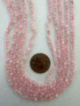 color enhanced rose quartz, 4mm faceted round, 15" strand, SOLD PER STRAND