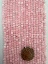 color enhanced rose quartz, 4.5mm faceted round, 15" strand, SOLD PER STRAND