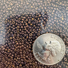 metallic antique copper, glass, 2mm rondelle seed beads, approximately 500 gram bag, sold per bag, made in India