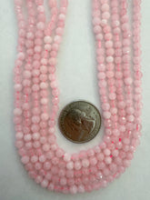color enhanced rose quartz, 4.5mm faceted round, 15" strand, SOLD PER STRAND