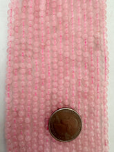 color enhanced rose quartz, 4mm round, 15" strand, SOLD PER STRAND