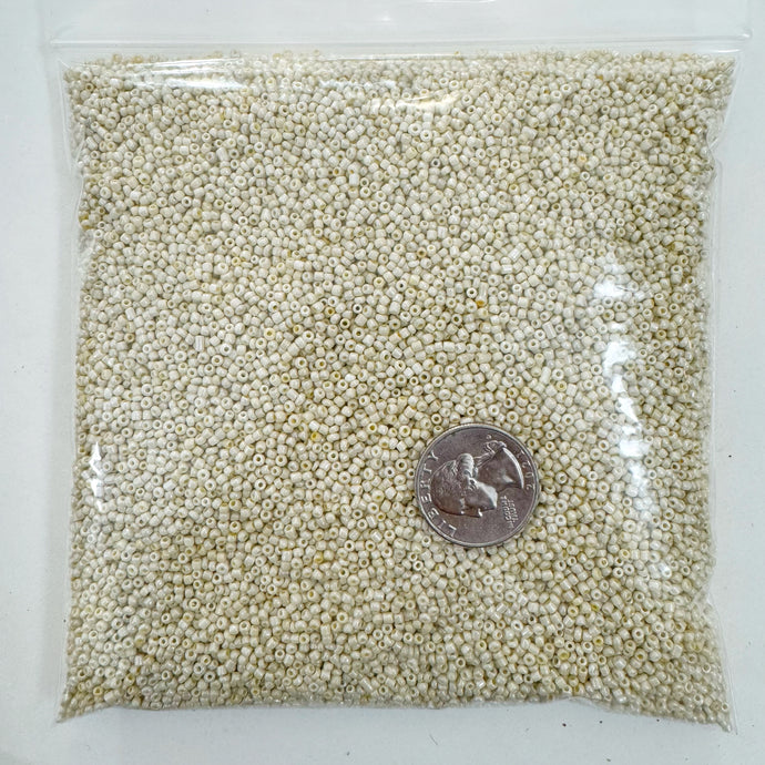pearly orange off white, glass, 2mm rondelle seed beads, approximately 500 gram bag, sold per bag, made in India