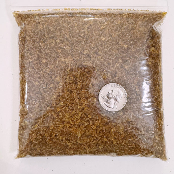 dark amber orange, glass, 2.5x2mm tube mix seed beads, approximately 500 gram bag, sold per bag, made in India
