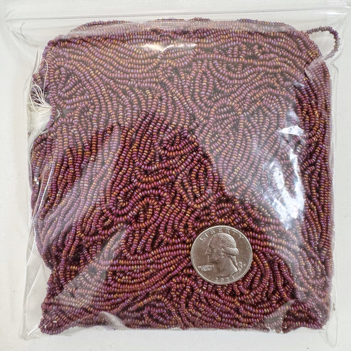 AB coated raspberry red, glass, 2mm rondelle seed beads, approximately 500 gram bag, sold per bag, made in czech republic