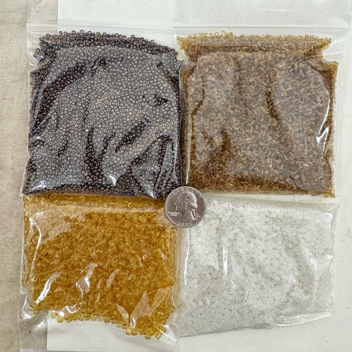 metallic dark copper cloudy clear amber orange, glass, 2mm rondelle mix seed beads, approximately 438 gram bag, sold per bag, made in india