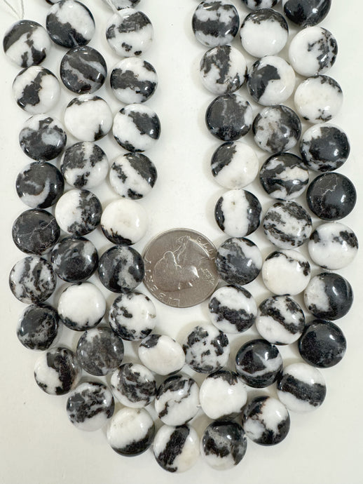 mexican zebra jasper, 14x14x6mm coin, 15