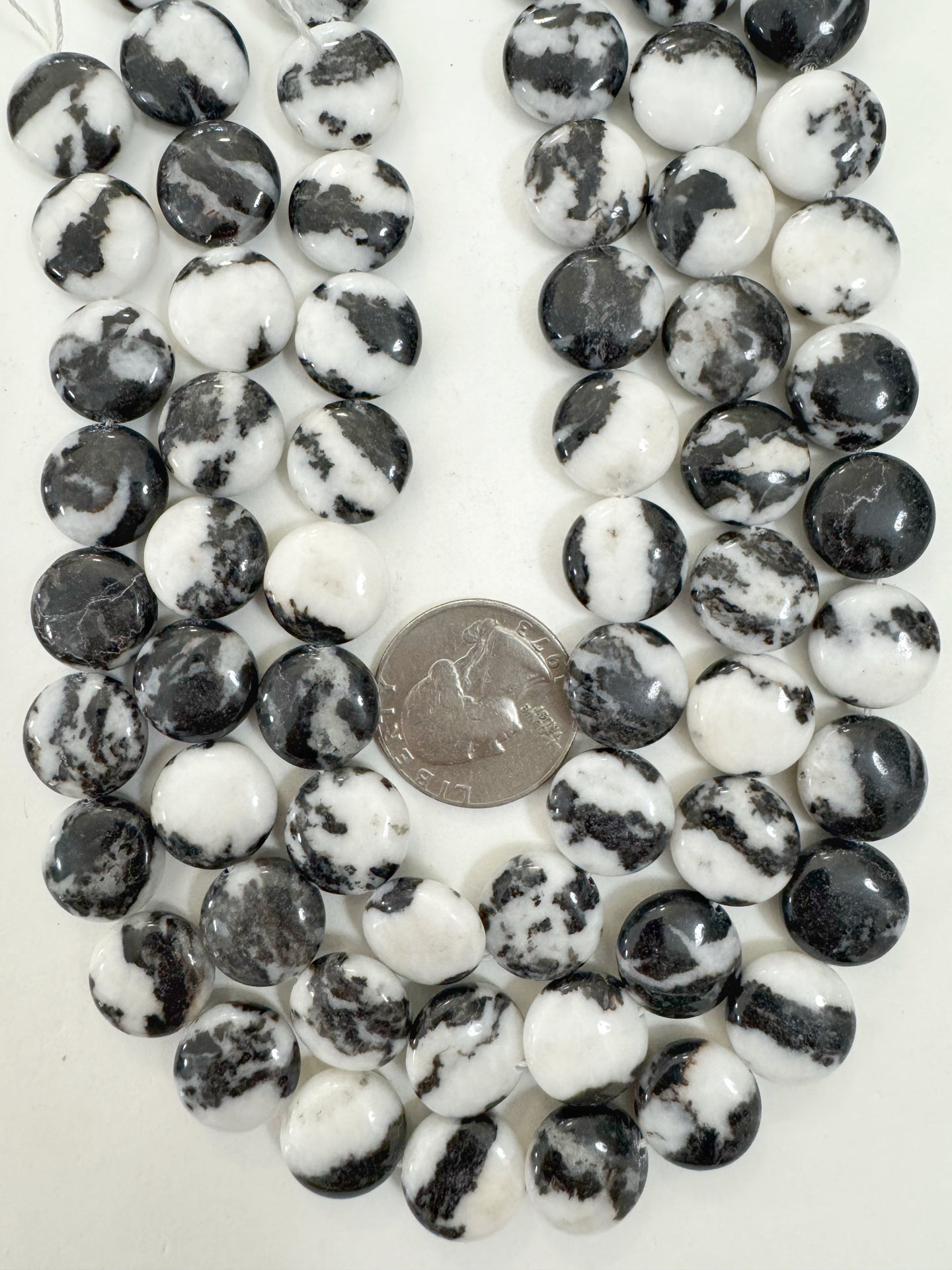 mexican zebra jasper, 14x14x6mm coin, 15