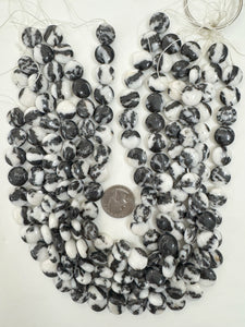 mexican zebra jasper, 14x14x6mm coin, 15" strand, sold per strand