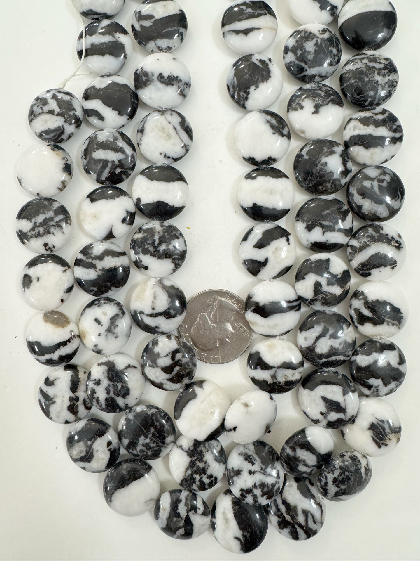 mexican zebra jasper, 18x18x8mm coin, 15