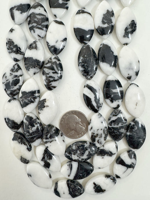 mexican zebra jasper, 27x16x6mm horse eye, 15