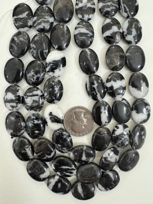 mexican zebra jasper, 19x14x6mm oval, 15