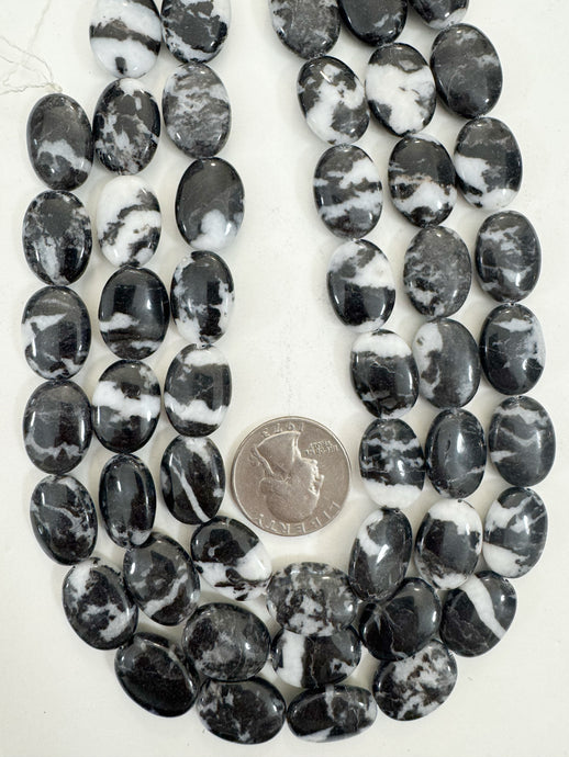 mexican zebra jasper, 18x13x6mm oval, 15
