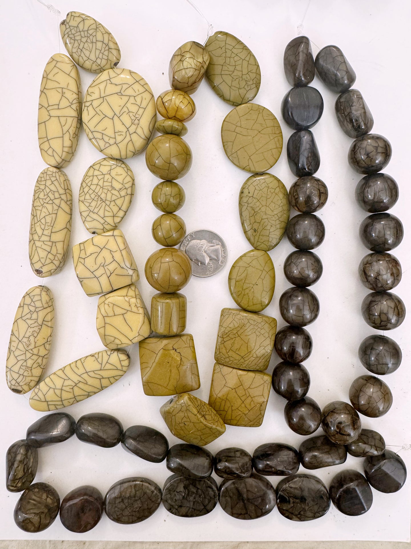 fall tones crackle motif mix, vintage look resin, size and shape mix, 15