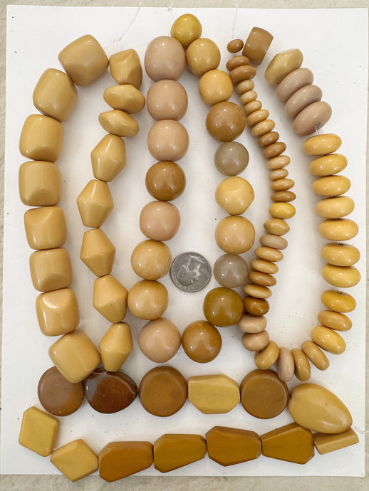 pastel fall tones motif mix, vintage look resin, size and shape mix, 15