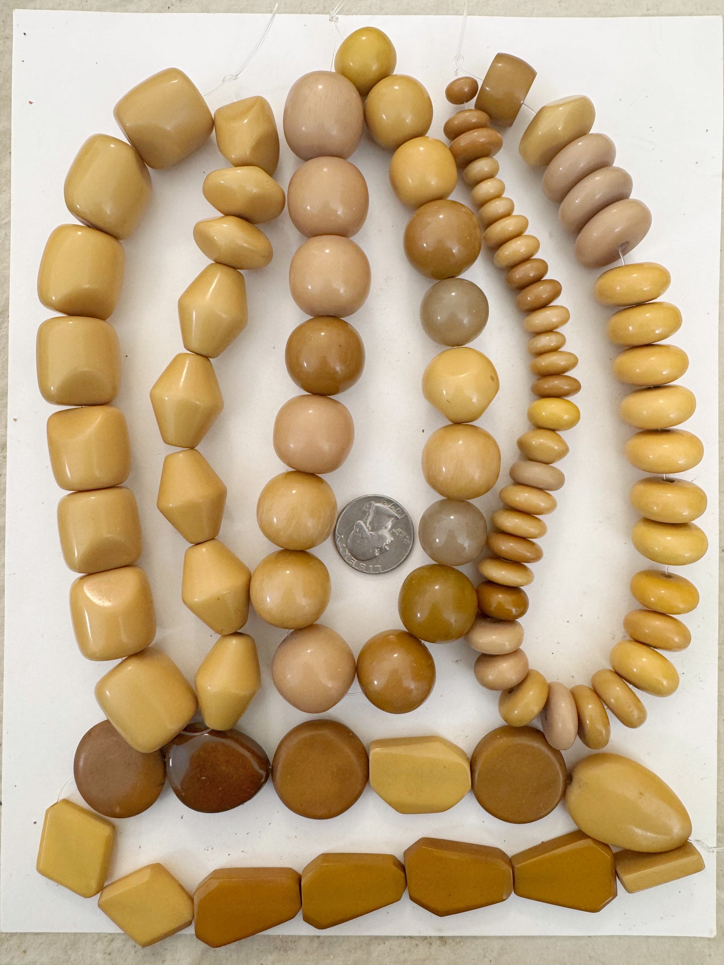 pastel fall tones motif mix, vintage look resin, size and shape mix, 15