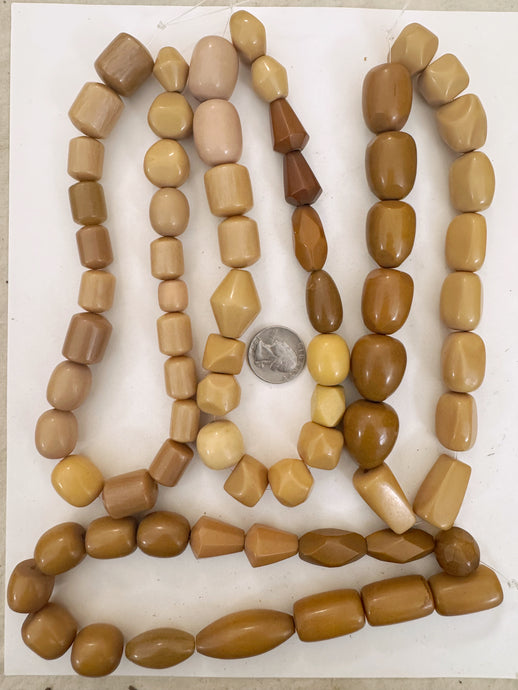 khaki fall tones mix, vintage look resin, size and shape mix, 15