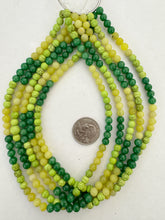 olive jade green enhanced quartz green enhanced magnesite, 6mm round, 15" strand, SOLD PER STRAND