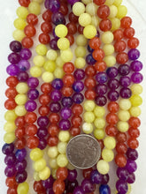 olive jade red agate purple enhanced quartz, 8mm round, 15" strand,  SOLD PER STRAND