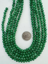 color enhanced quartz: emerald green, 6mm round, 15" strand,  SOLD PER STRAND