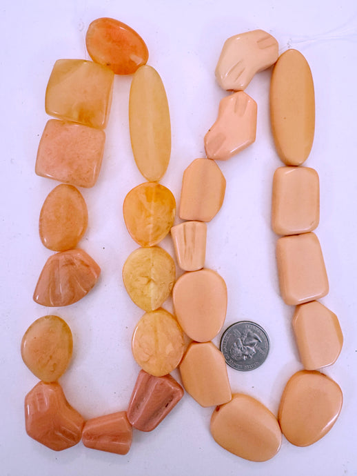 peach tones mix, vintage look resin, size and shape mix, 15