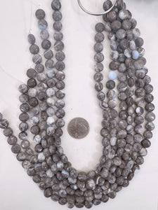 Oregon blue opal, 10x10x6mm coin, 15" strand, sold per strand