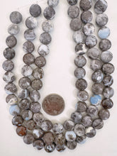 Oregon blue opal, 12x12x6mm coin, 15" strand, sold per strand