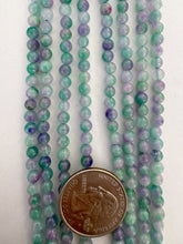 color enhanced quartz: blue purple green, 4mm round, 15" strand, SOLD PER STRAND
