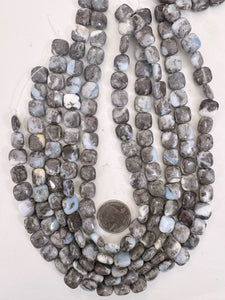 Oregon blue opal, 12x12x6mm square, 15" strand, sold per strand