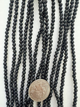 black agate, semi dull finish, 4mm round, 15" strand,   SOLD PER STRAND